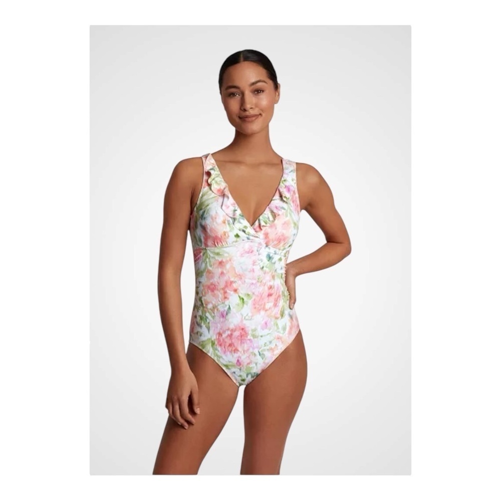 Lauren Ralph Lauren Ruffled Floral-Print One-Piece Swimsuit NWT
